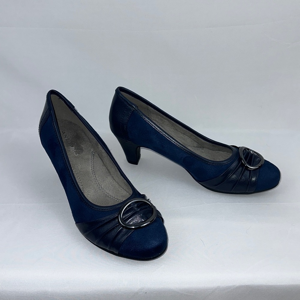 Andiamo Belle Navy Blue Fabric Upper Gun Metal Accent Comfort Technology…